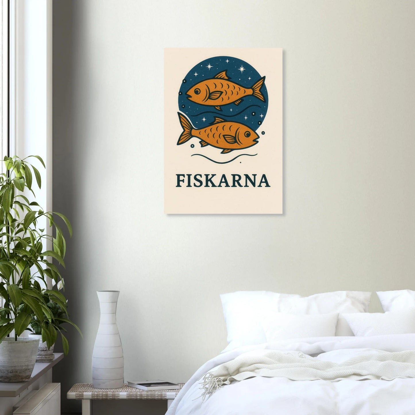 Pisces Zodiac Constellation Art Print – "Fiskarna" Mystical Fish Wall Decor in various sizes