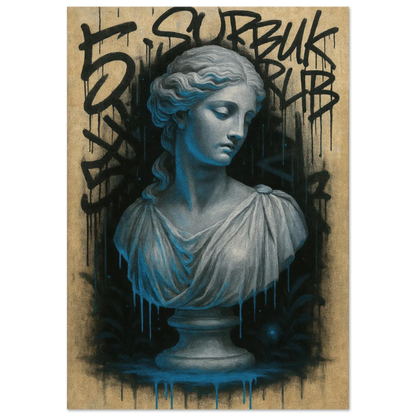 Neon Drip Graffiti Bust Poster - Modern Classic Wall Art in Various Sizes