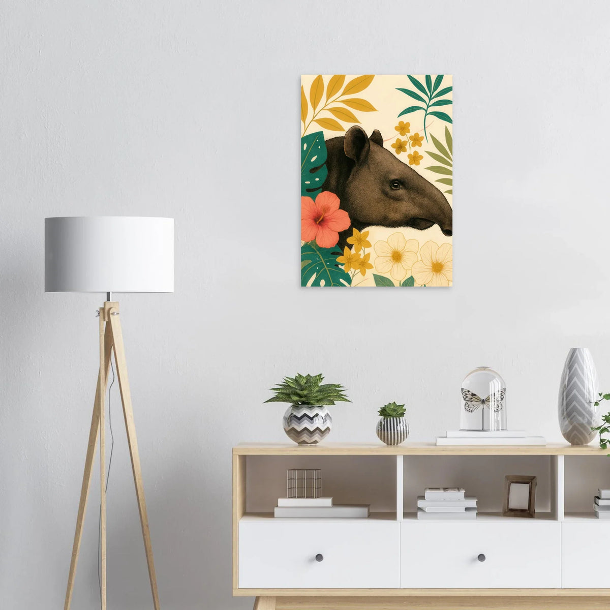 Tropicana Tapir Konstavla – Djurmotiv med Vibrerande Flora