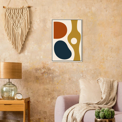 Abstract Mid-Century Modern Art Print – Earth Tones & Navy