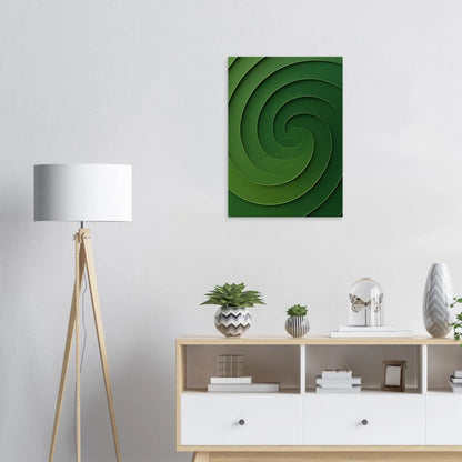 Abstrakt Grön Virvel Konsttryck / Minimalistisk Väggkonst i Olika Storlekar
