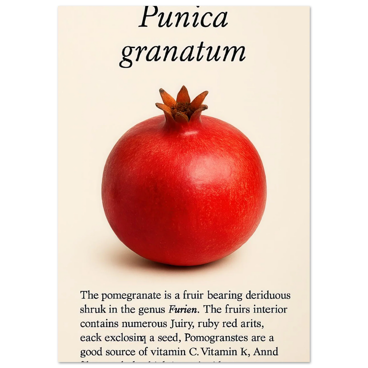 Frukter - Vibrant Pomegranate Botanical Print Poster, Available in Multiple Sizes