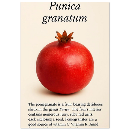 Frukter - Vibrant Pomegranate Botanical Print Poster, Available in Multiple Sizes