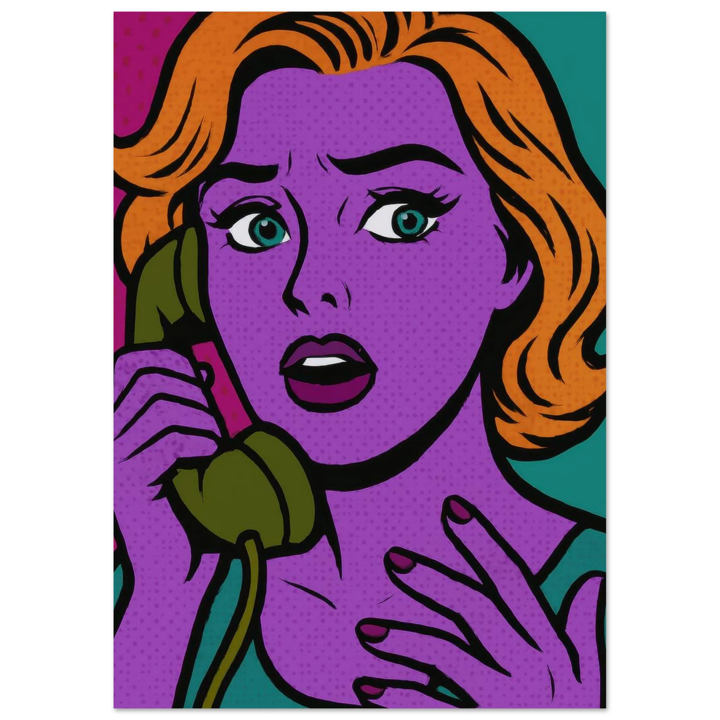 Pop Art Poster: Retro Glamour Wall Art in Vibrant Hues, Available in Various Sizes