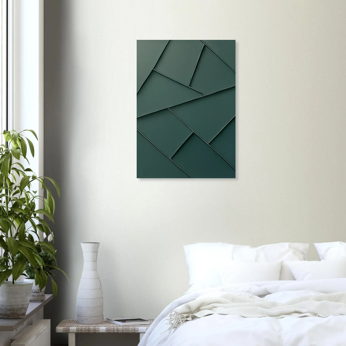 Minimalist Forest Green Geometric Art Print – Abstrakt Design for Modern Spaces