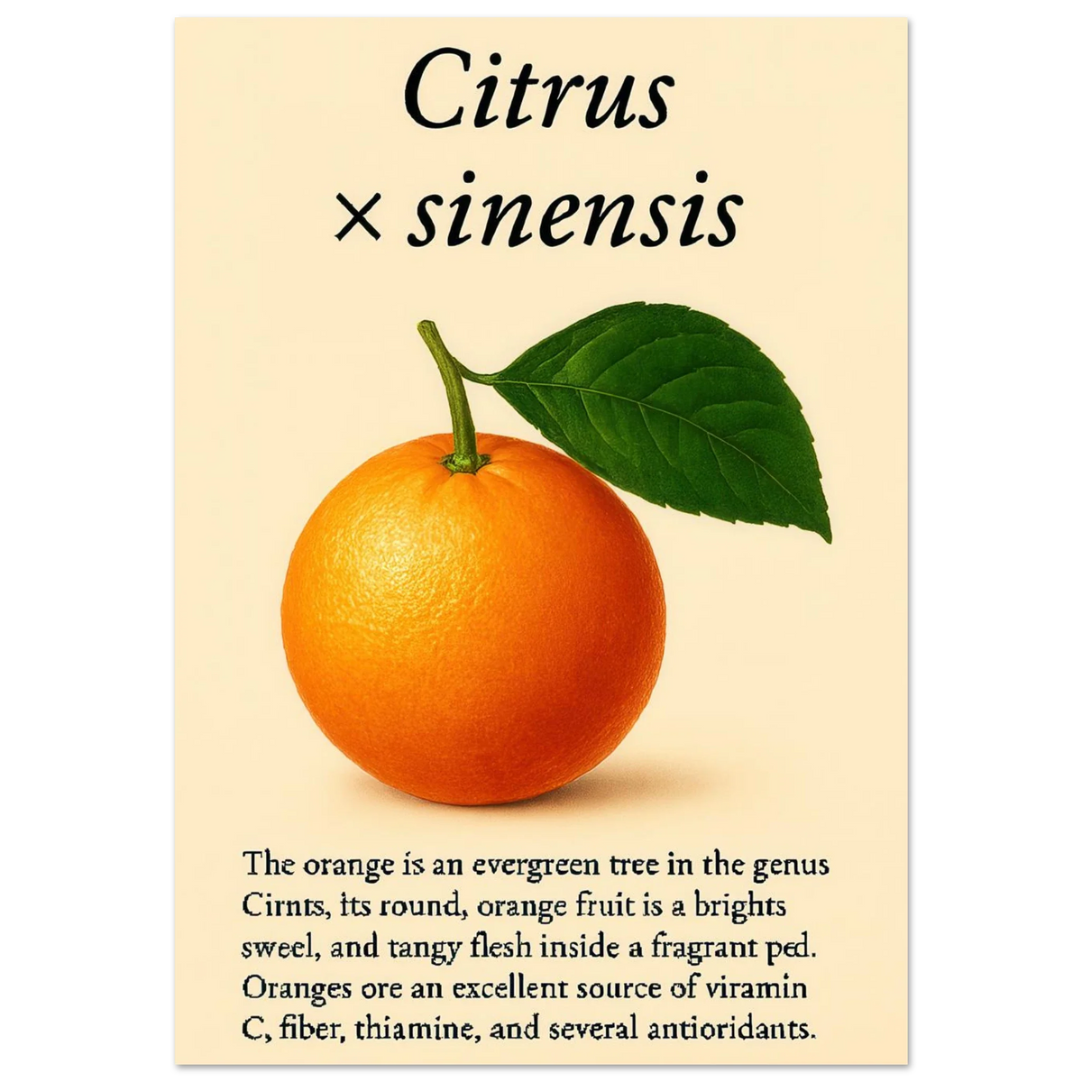 Frukter Citrus Sinensis Botanisk Poster - Vibrant Orange Art Print för ditt hem