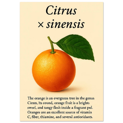 Frukter Citrus Sinensis Botanisk Poster - Vibrant Orange Art Print för ditt hem