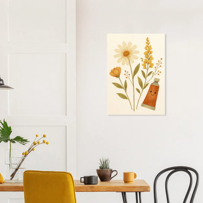 Vibrant Floral & Happy Paint Tube Art Print – Whimsical Barn Style Botanical Wall Art in Multiple Sizes