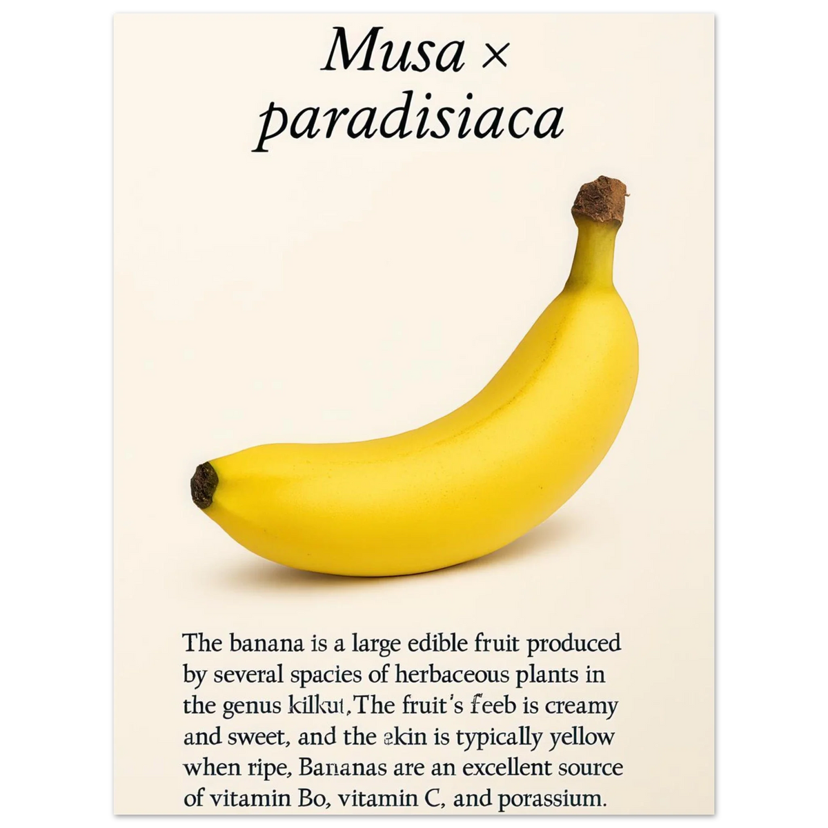 Frukter – Banan Botanisk Poster: Gul Frukt Konsttryck på Halvblankt Papper, i Flera Storlekar