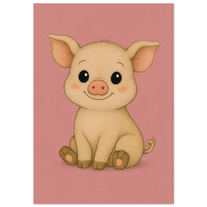 Charming Baby Piglet Art Print – Adorable Farmhouse Decor for Nursery & Kids' Rooms