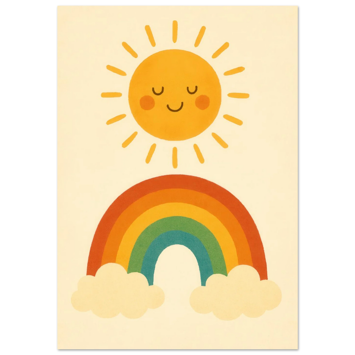 Happy Sun & Rainbow Art Print – Bring Joyful, Whimsical Vibes to Your Space in Multiple Sizes