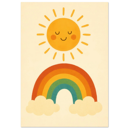 Happy Sun & Rainbow Art Print – Bring Joyful, Whimsical Vibes to Your Space in Multiple Sizes