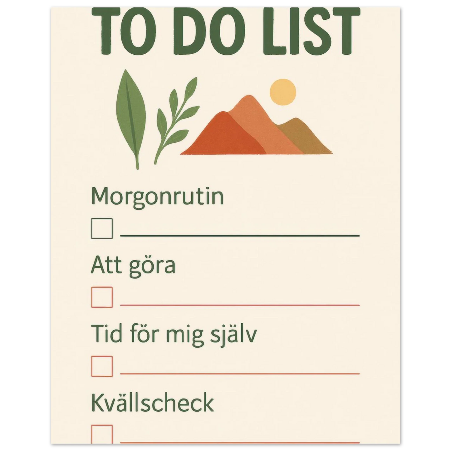 Minimalistisk Att Göra-Lista Poster – Fånga Dagen med Naturinspirerad Konst