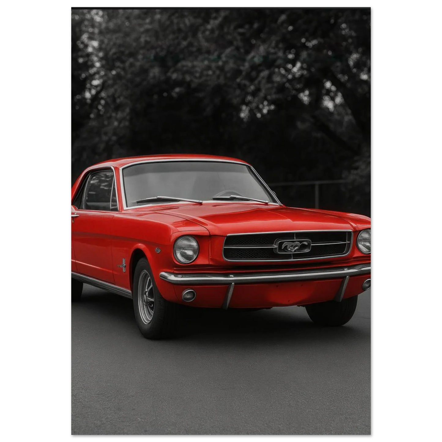 Klassisk Röd Mustang Poster - Tidlös Bilkonst för Entusiasten