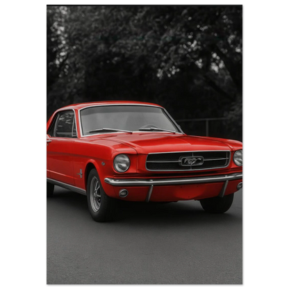 Klassisk Röd Mustang Poster - Tidlös Bilkonst för Entusiasten