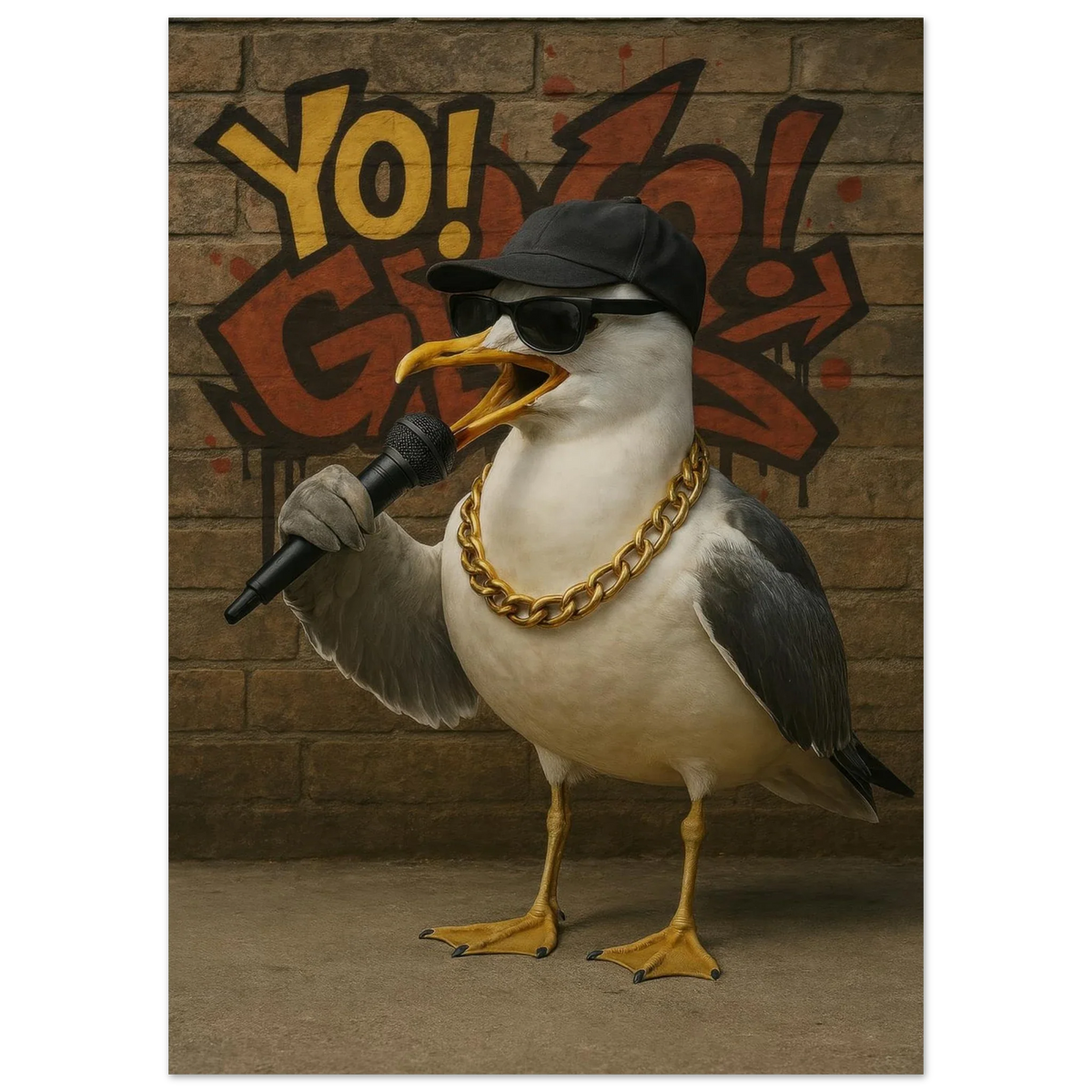 Yo! G Seagull - Hip-Hop Legend Poster Print with Graffiti Art Vibe