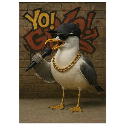 Yo! G Seagull - Hip-Hop Legend Poster Print with Graffiti Art Vibe