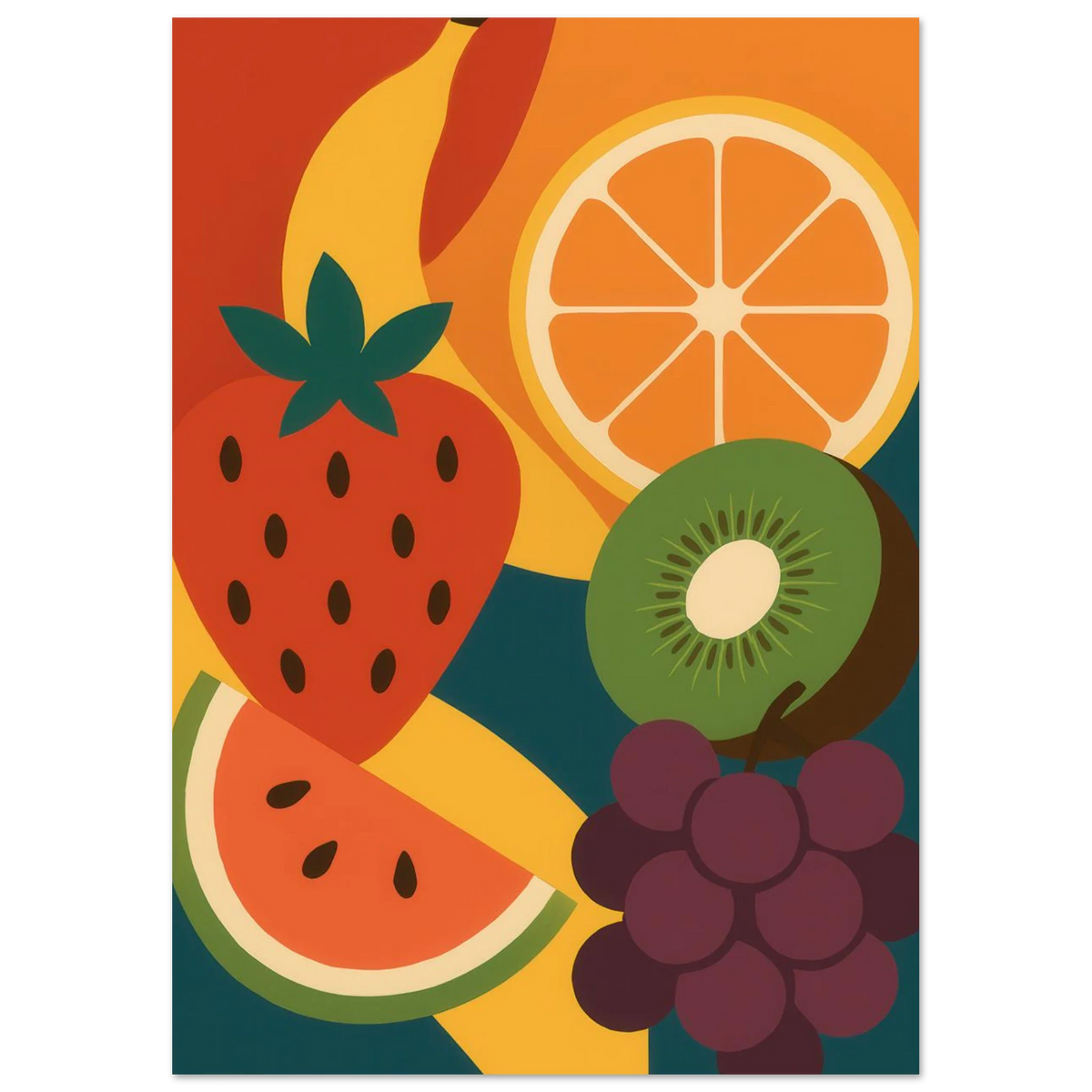 Frukter - Vibrant Abstract Fruit Art Print: Elevate Your Space with a Burst of Color & Modern Charm