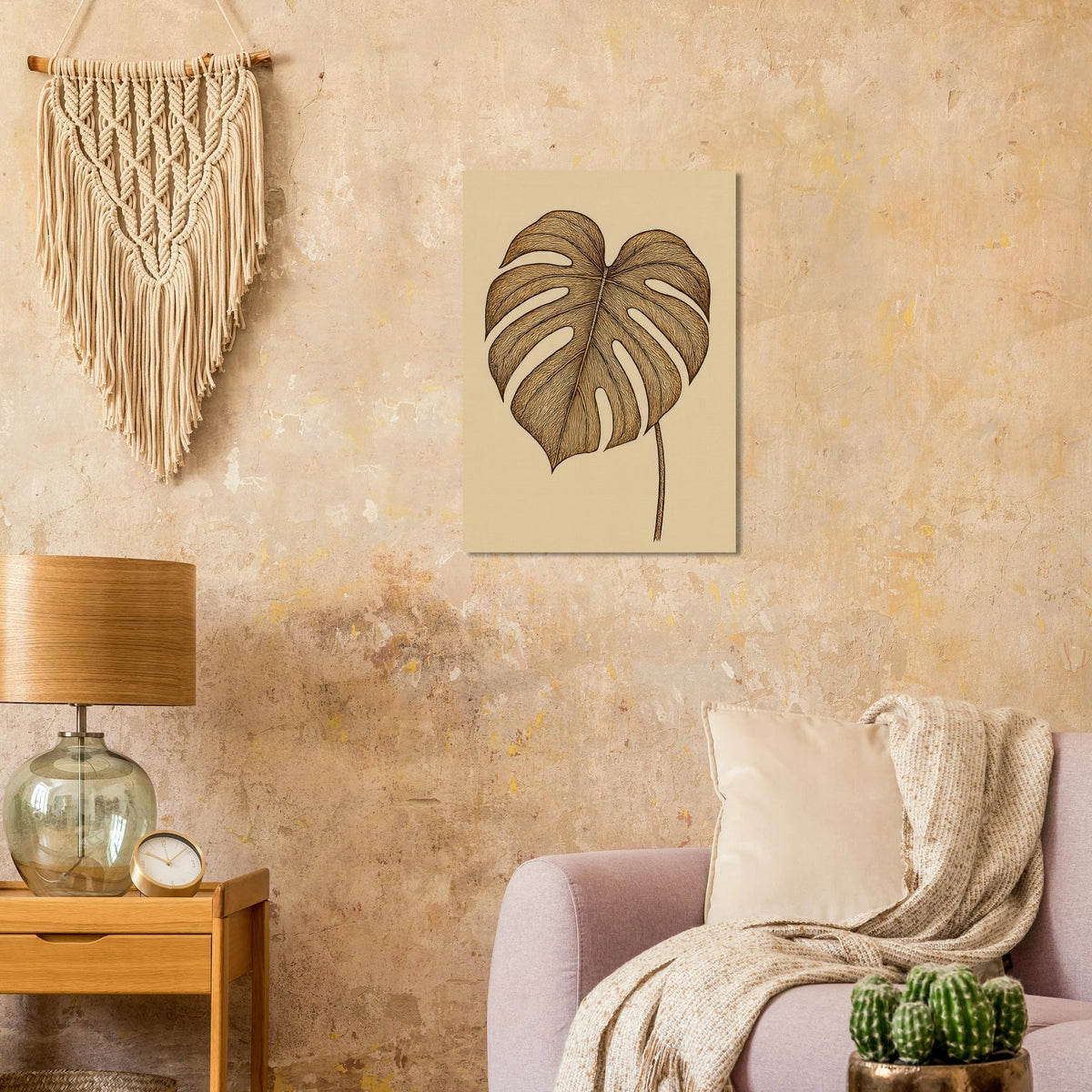 Frukter: Elegant Monstera Leaf Art Print – Elevate Your Space with Nature's Golden Touch, Available in Multiple Sizes