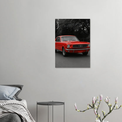 Klassisk Röd Mustang Poster - Tidlös Bilkonst för Entusiasten