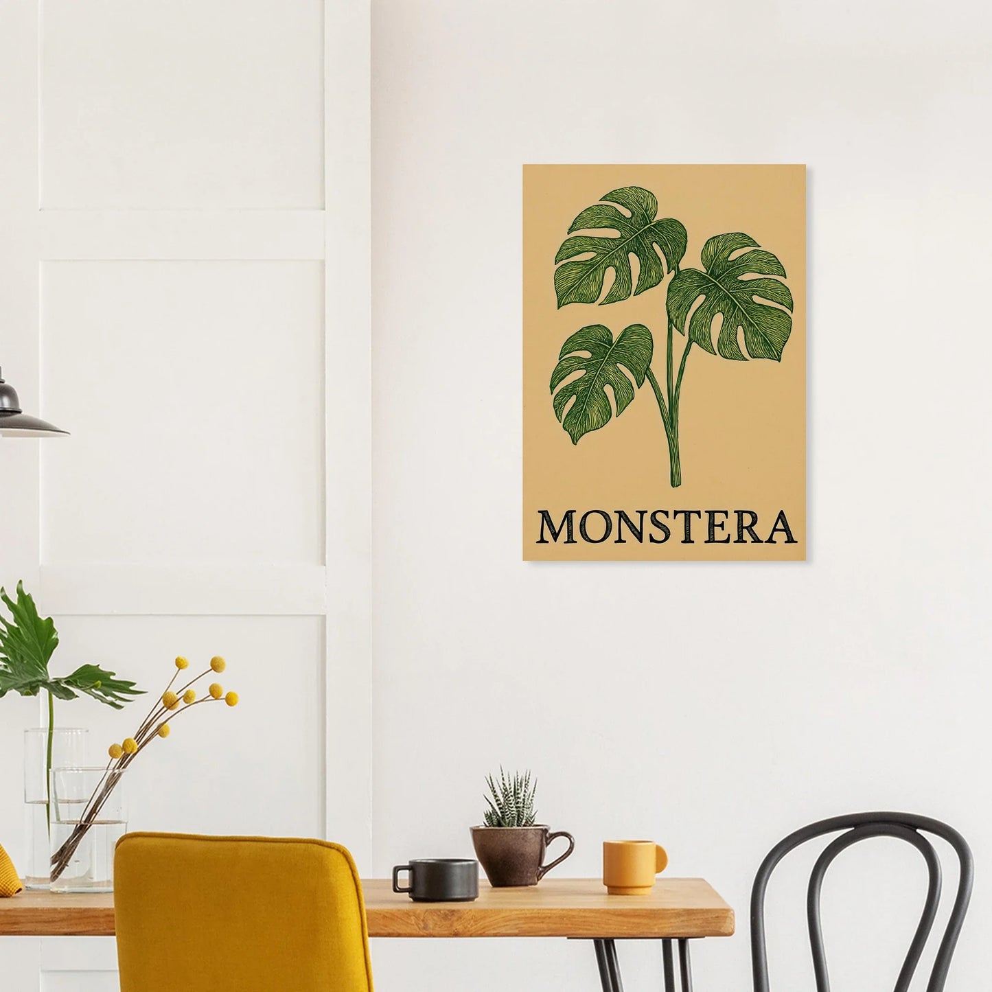 Frukter – Tropical Monstera Art Print i jordnära toner och livfulla gröna nyanser