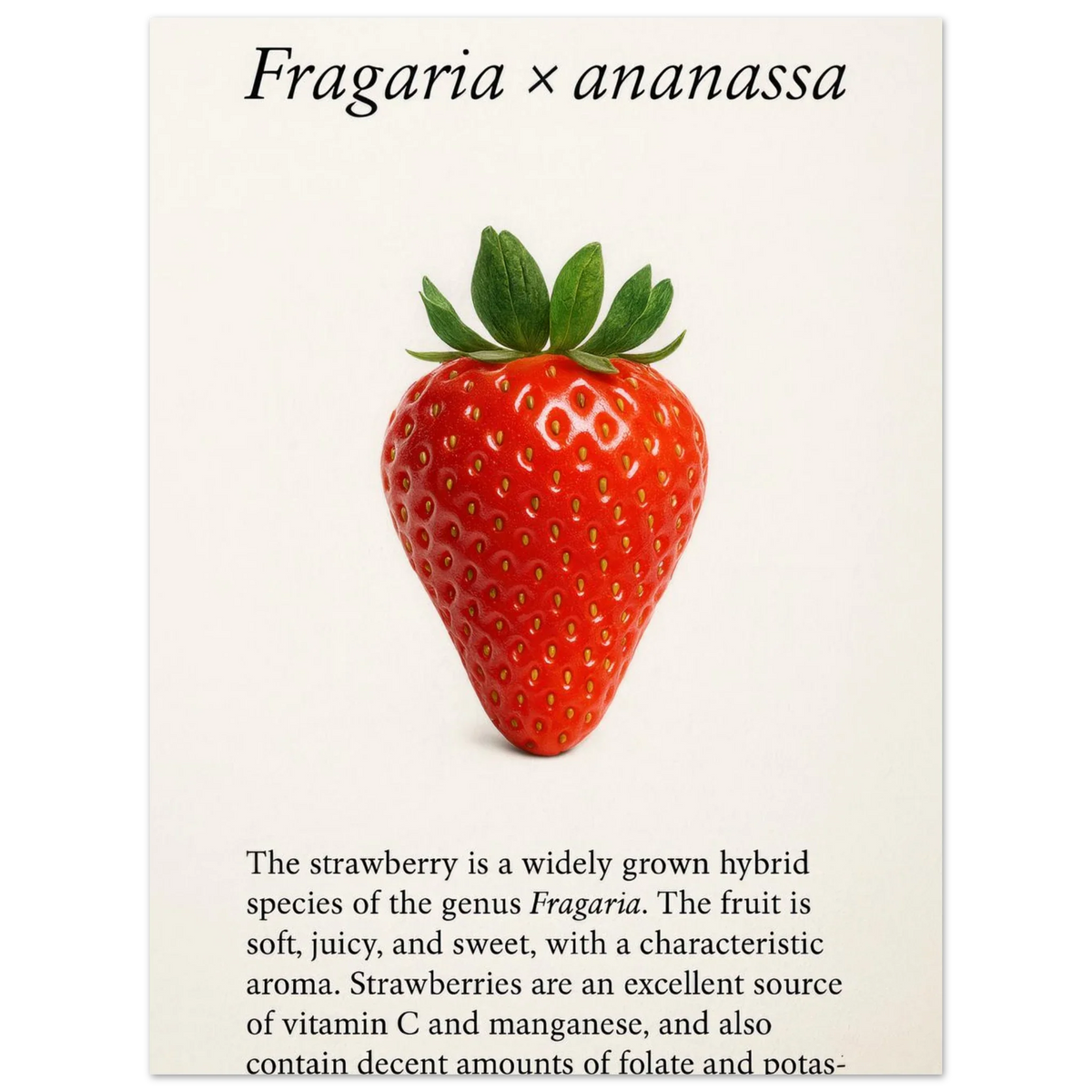 Frukter: Strawberry Botanical Print Poster – Vibrant Fruit Art for Your Home, Available in Multiple Sizes
