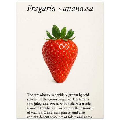 Frukter: Strawberry Botanical Print Poster – Vibrant Fruit Art for Your Home, Available in Multiple Sizes