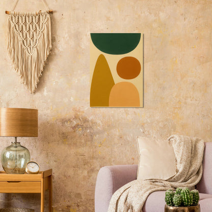 Abstrakt Minimalistisk Konsttryck: Jordnära Former i Stilren Design