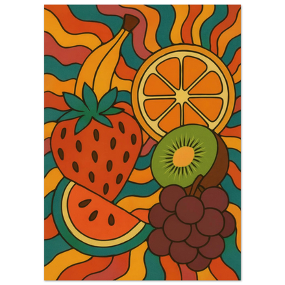 Frukter – Retro Fruity Swirls Art Print for a Pop of Vibrant Color