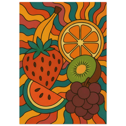 Frukter – Retro Fruity Swirls Art Print for a Pop of Vibrant Color