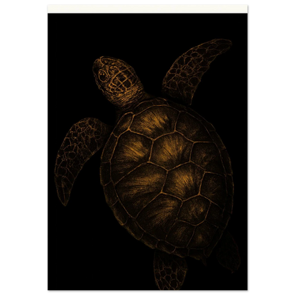 Djur: Golden Sea Turtle Art Print – Timeless Ocean Elegance for Your Home, Available in Multiple Sizes
