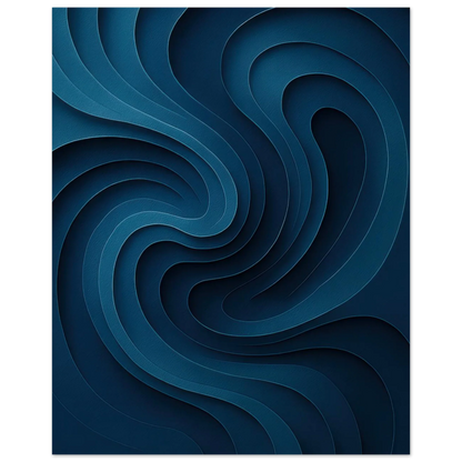 Deep Ocean Swirl Abstract Poster Print: Minimalist Curves in Indigo & Teal – Elevate Your Space with Modern Art
