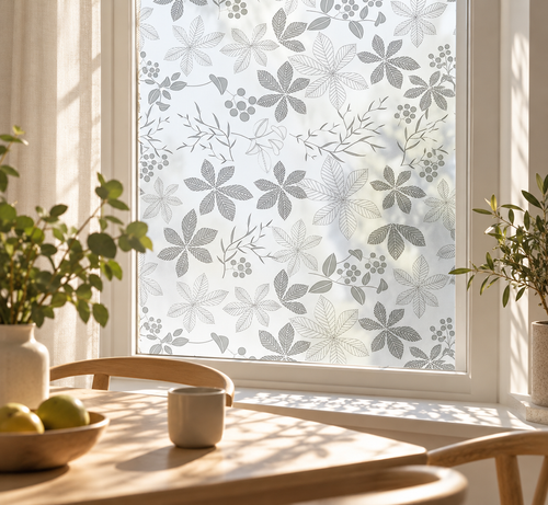 Fönsterfilm med elegant blommönster