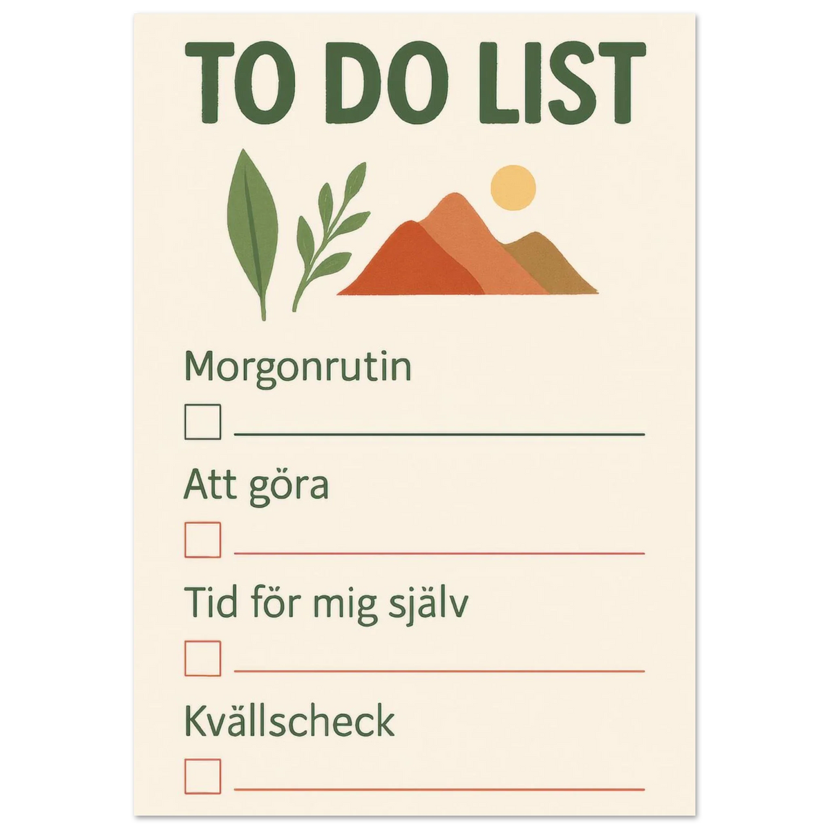 Minimalistisk Att Göra-Lista Poster – Fånga Dagen med Naturinspirerad Konst
