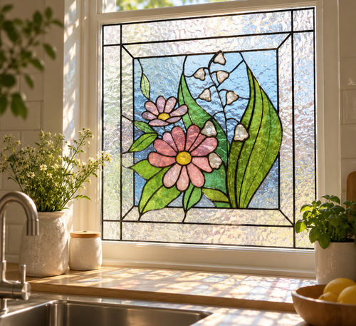 Fönsterfilm med vårblommor