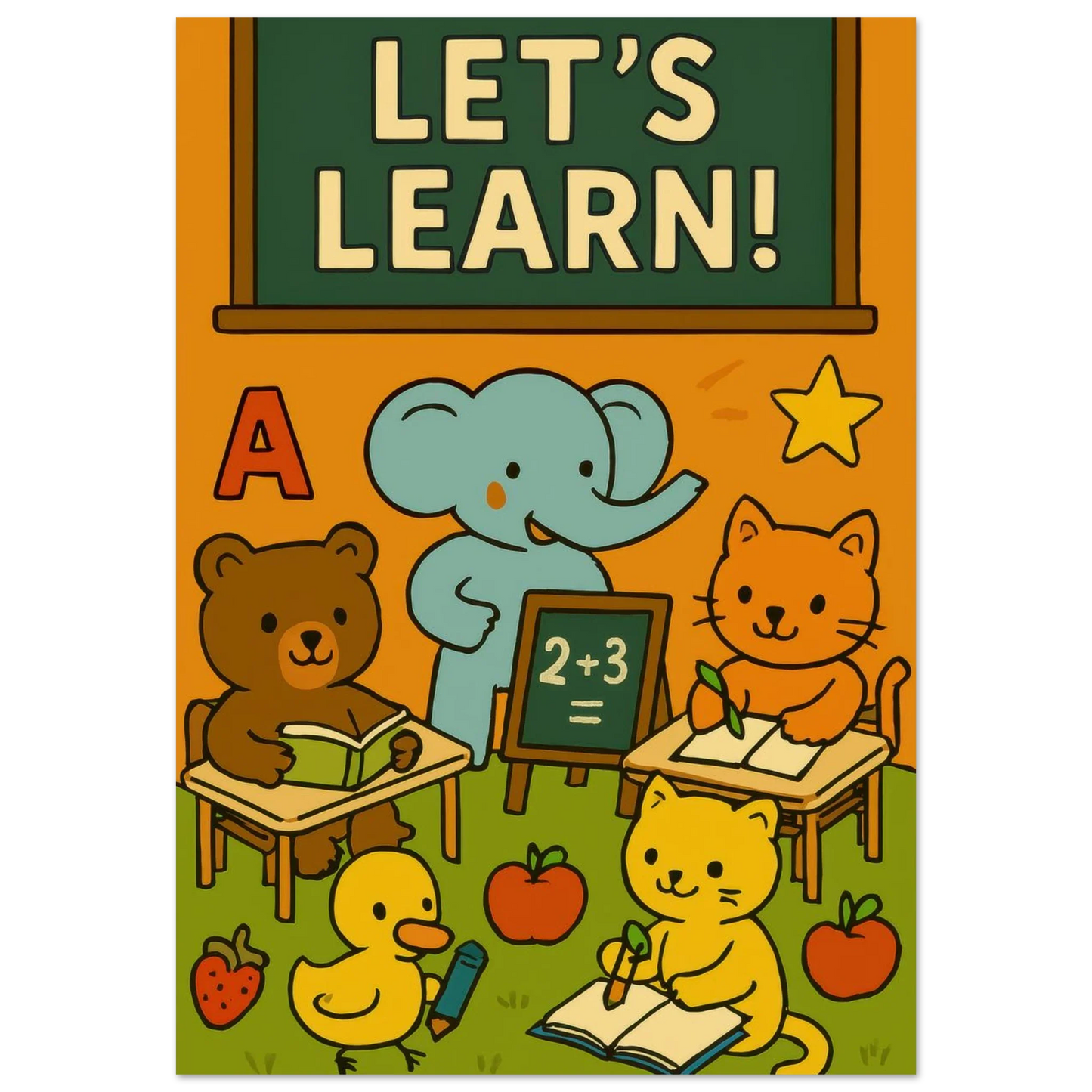 Lekfull Skolstart: 'Let's Learn!' Konsttryck för Barnrummet