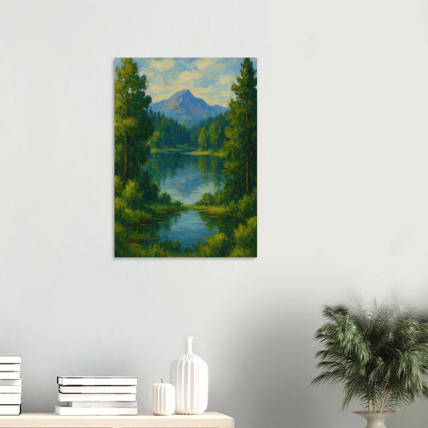 Skogsglänta Poster – Konstverk med Sjö och Skog i Premium Kvalitet