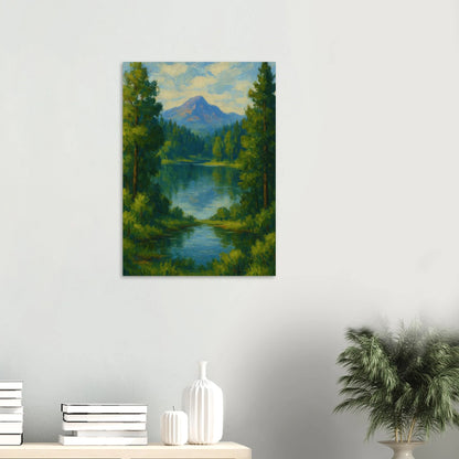 Skogsglänta Poster – Konstverk med Sjö och Skog i Premium Kvalitet
