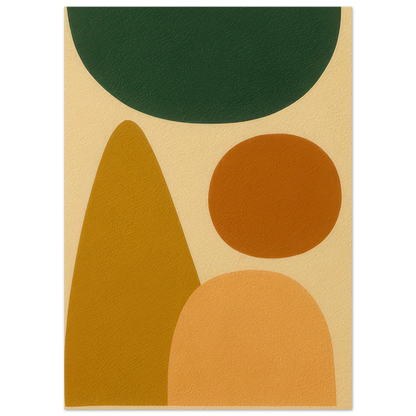 Abstrakt Minimalistisk Konsttryck: Jordnära Former i Stilren Design