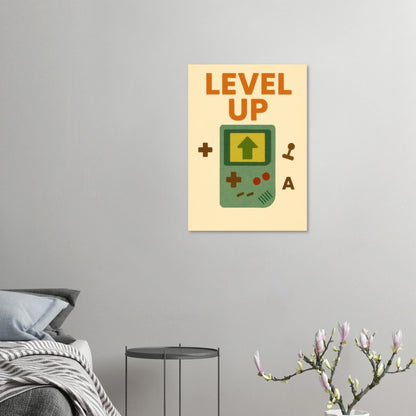Level Up Retro Gaming Poster – Nostalgic Art Print for Gamers