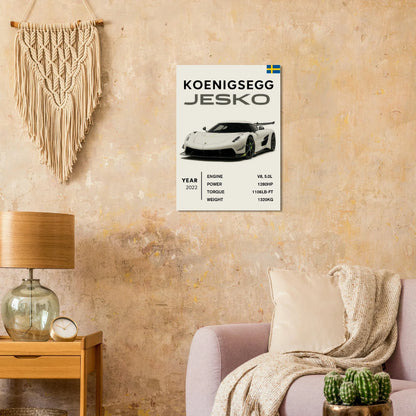 Koenigsegg Jesko Art Print – Svensk Bil Design Affisch för Motorsport Entusiaster