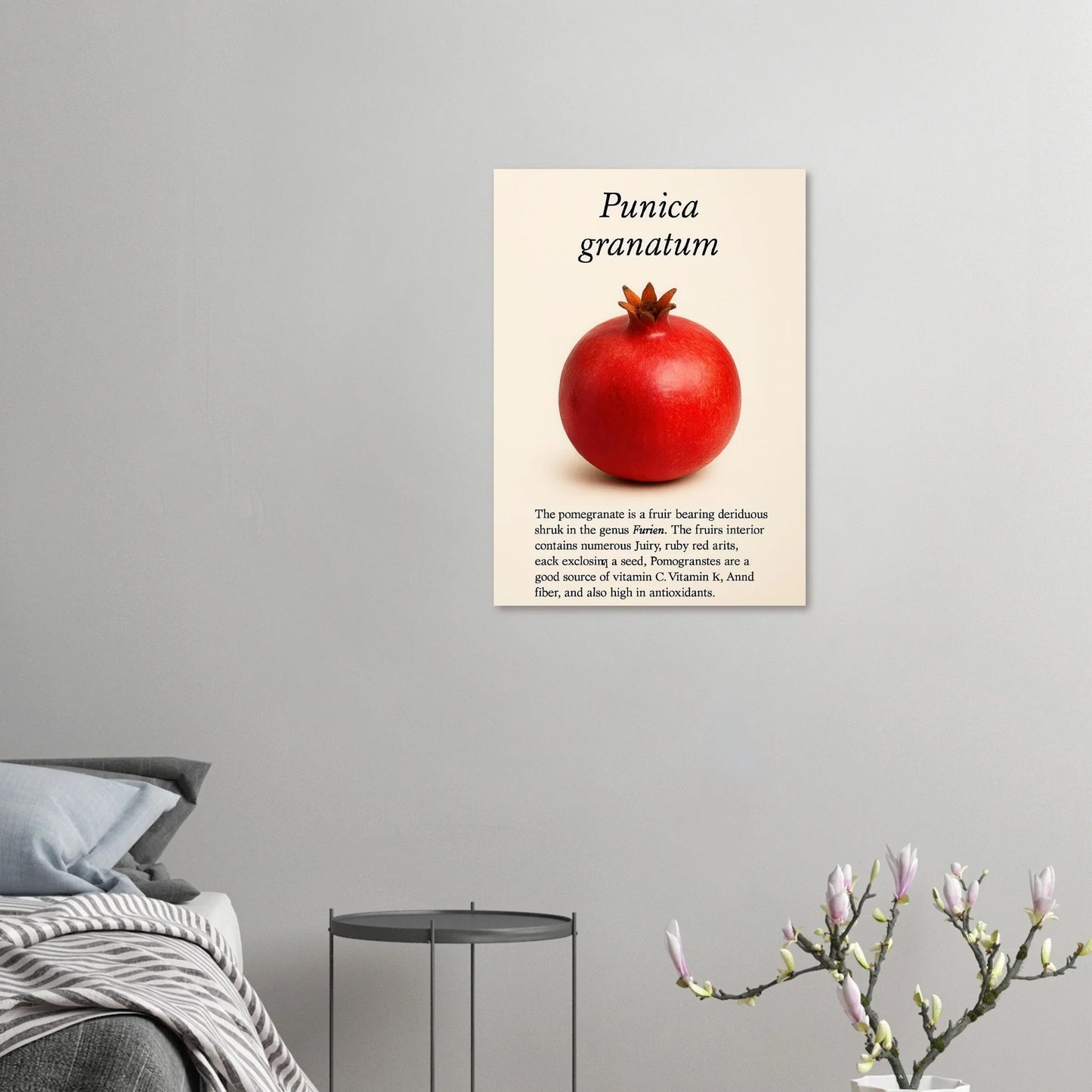 Frukter - Vibrant Pomegranate Botanical Print Poster, Available in Multiple Sizes