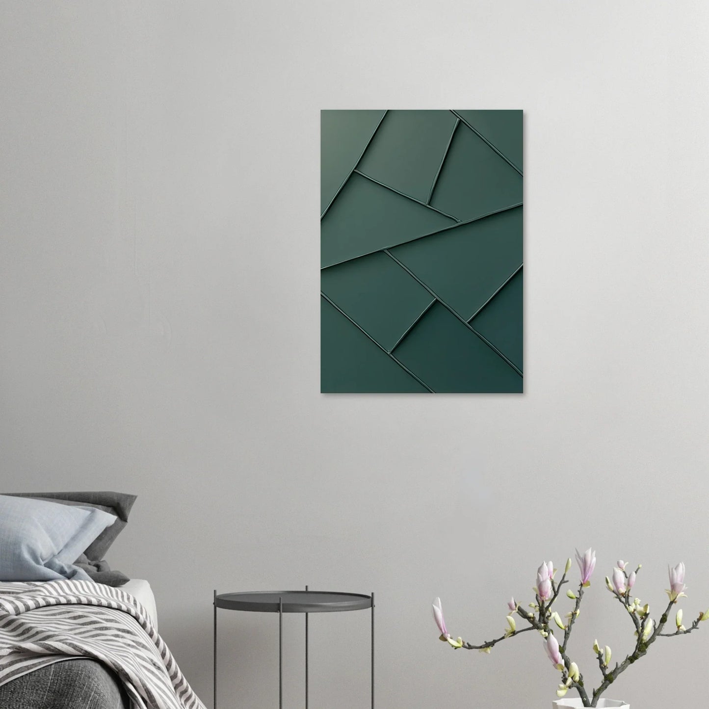 Minimalist Forest Green Geometric Art Print – Abstrakt Design for Modern Spaces