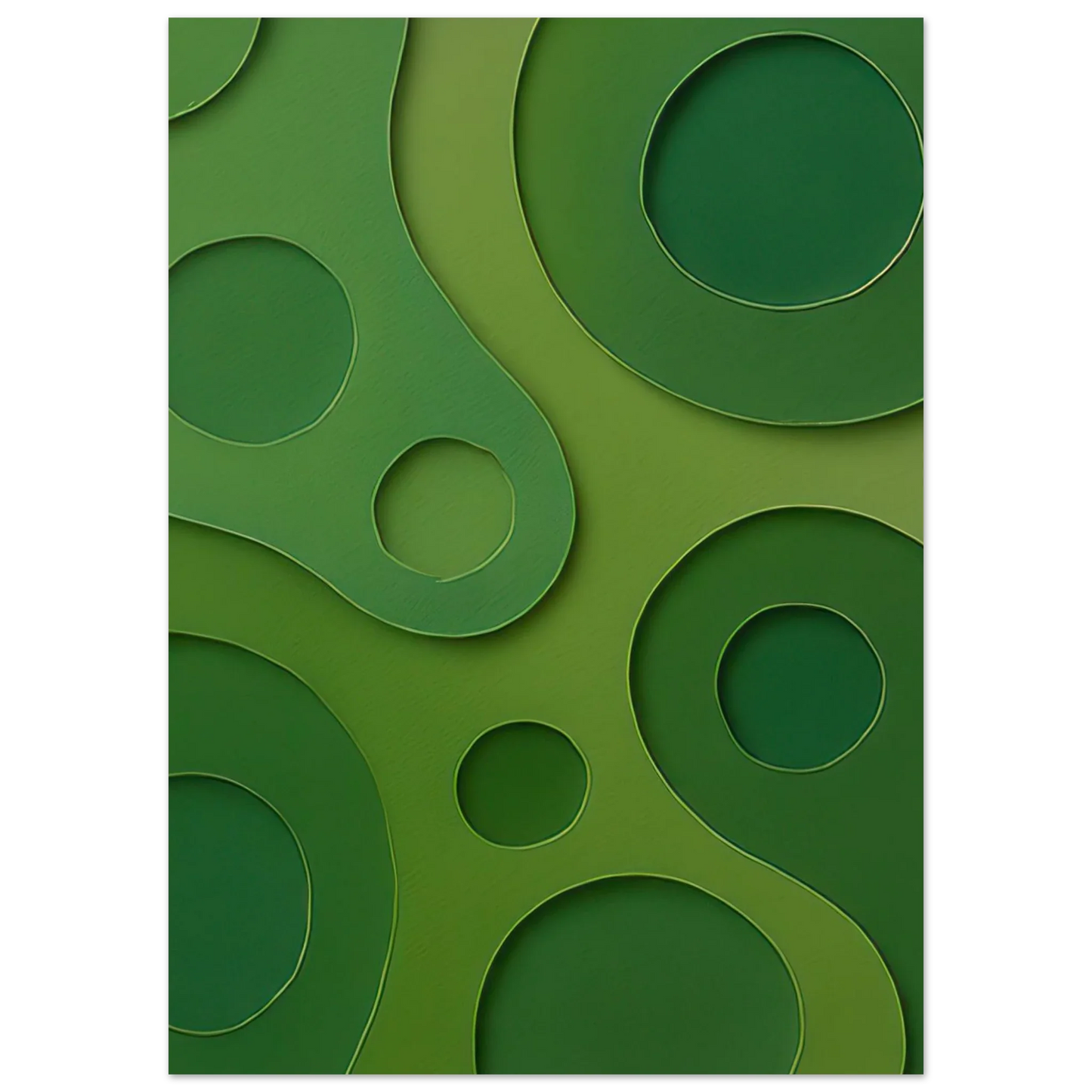 Abstract Organic Green Shapes Art Print | Minimalist Layered Nature-Inspired Wall Art in Various Sizes