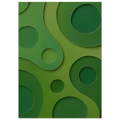 Abstract Organic Green Shapes Art Print | Minimalist Layered Nature-Inspired Wall Art in Various Sizes