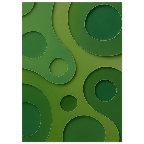Abstract Organic Green Shapes Art Print | Minimalist Layered Nature-Inspired Wall Art in Various Sizes