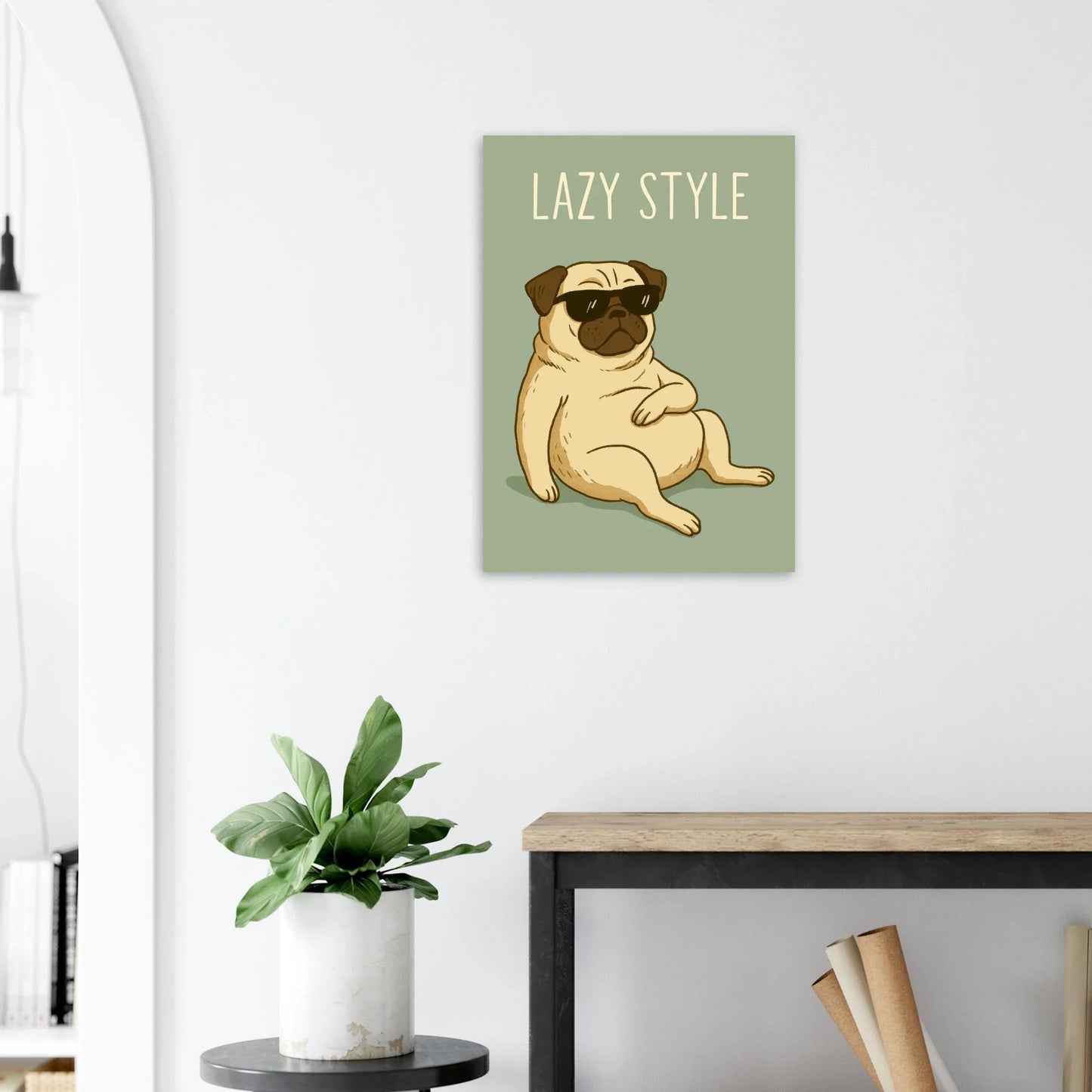Lazy Style Pug Poster: Chill Dog Art Print for Cozy Vibes