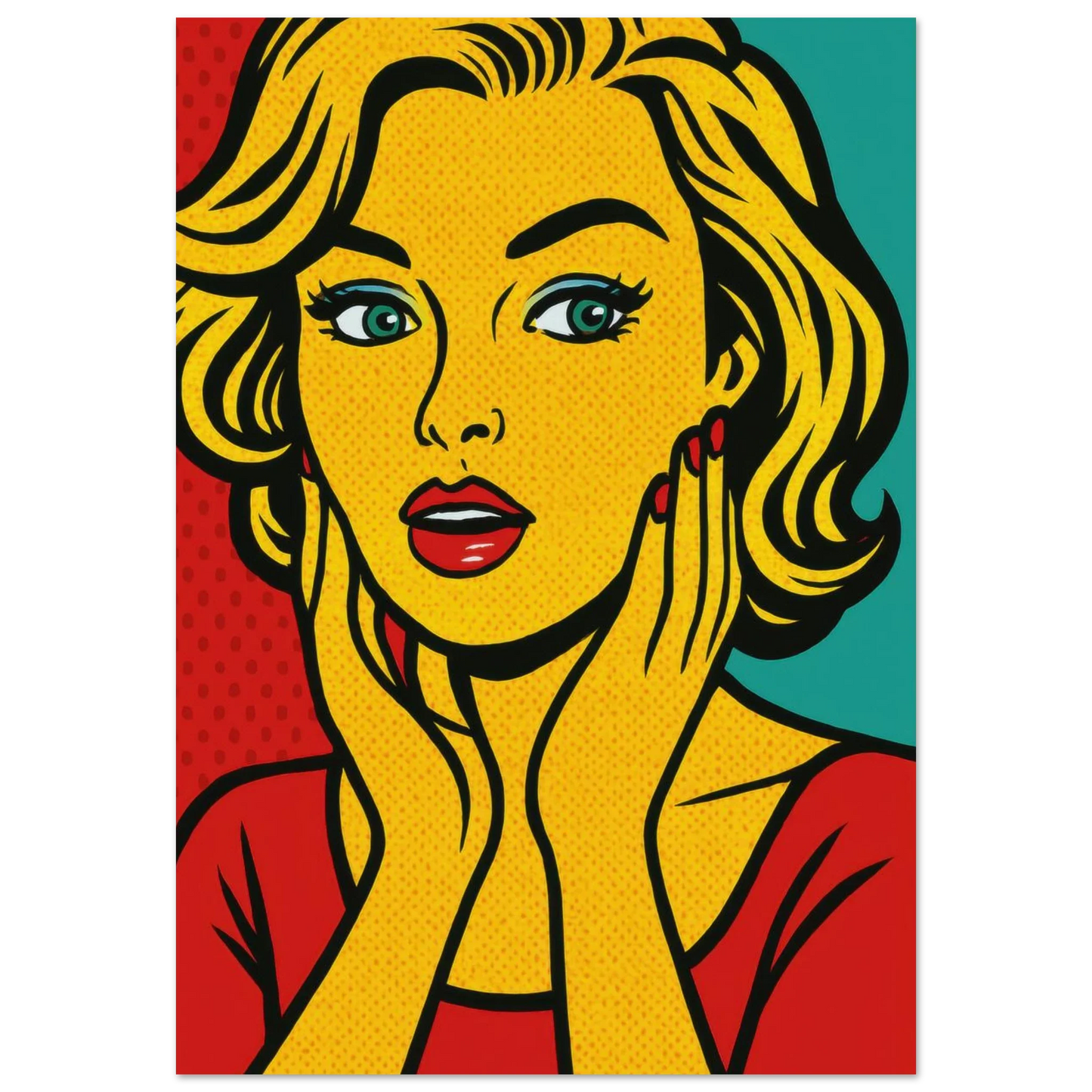 Pop Art Poster: Retro Glamour Wall Art in Vibrant Hues, Available in Various Sizes