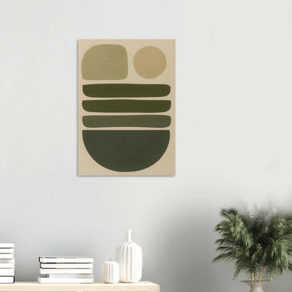 Abstrakt Minimalistisk Jordnära Konsttryck | Modern Väggkonst i Grågröna Toner