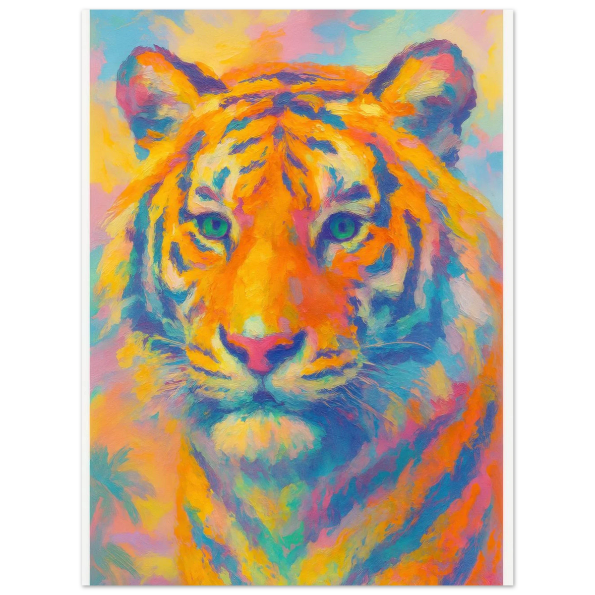 Djur: Psychedelic Tiger Canvas Print - Vibrant Abstract Wildlife Art in Multiple Sizes